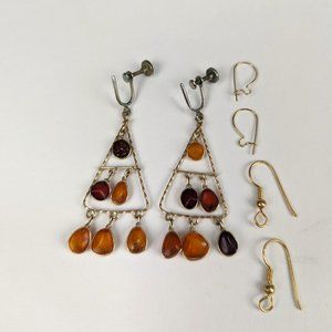 Vintage Gold and Amber Earrings